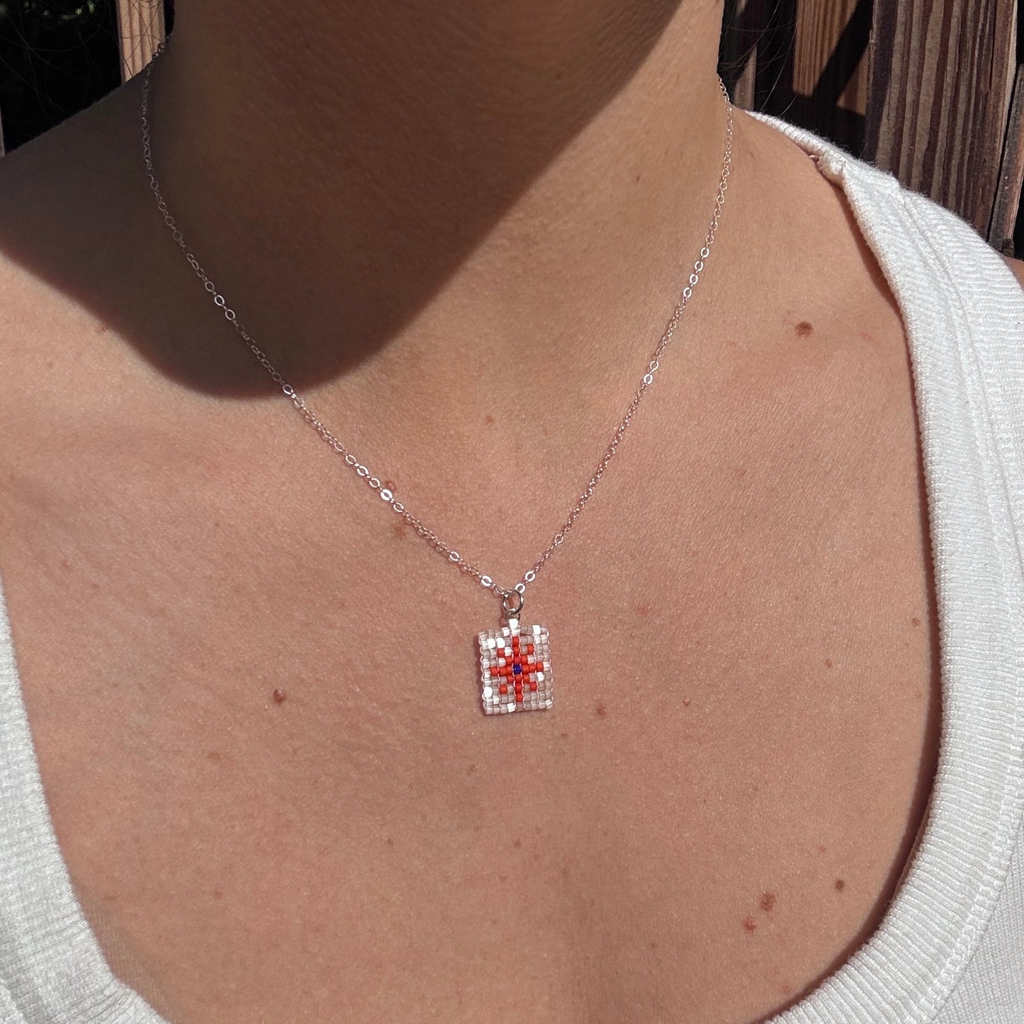 Beaded Pendant Necklace - Golden Hour