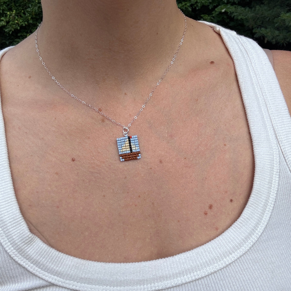 Beaded Pendant Necklace - Sailing Away