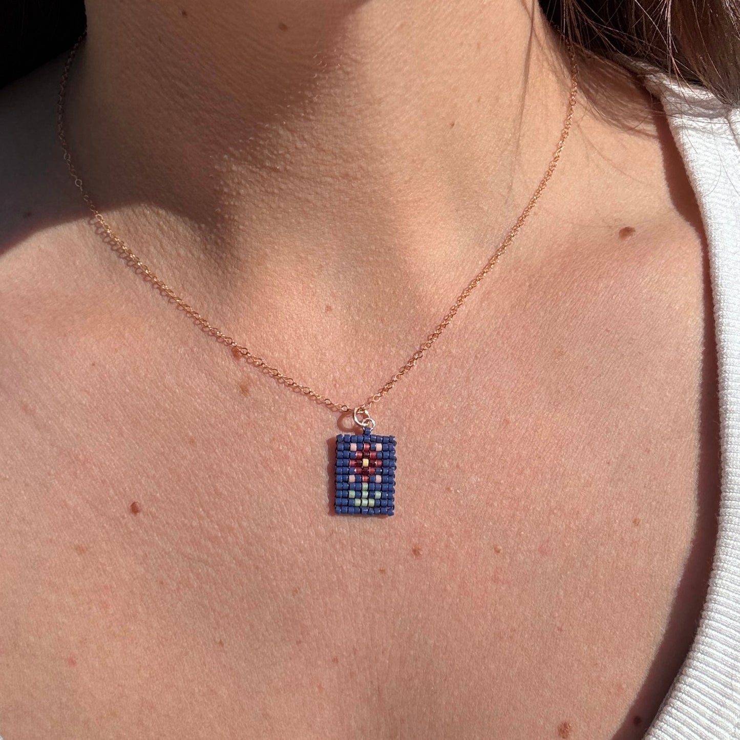 Beaded Pendant Necklace - Garden Party
