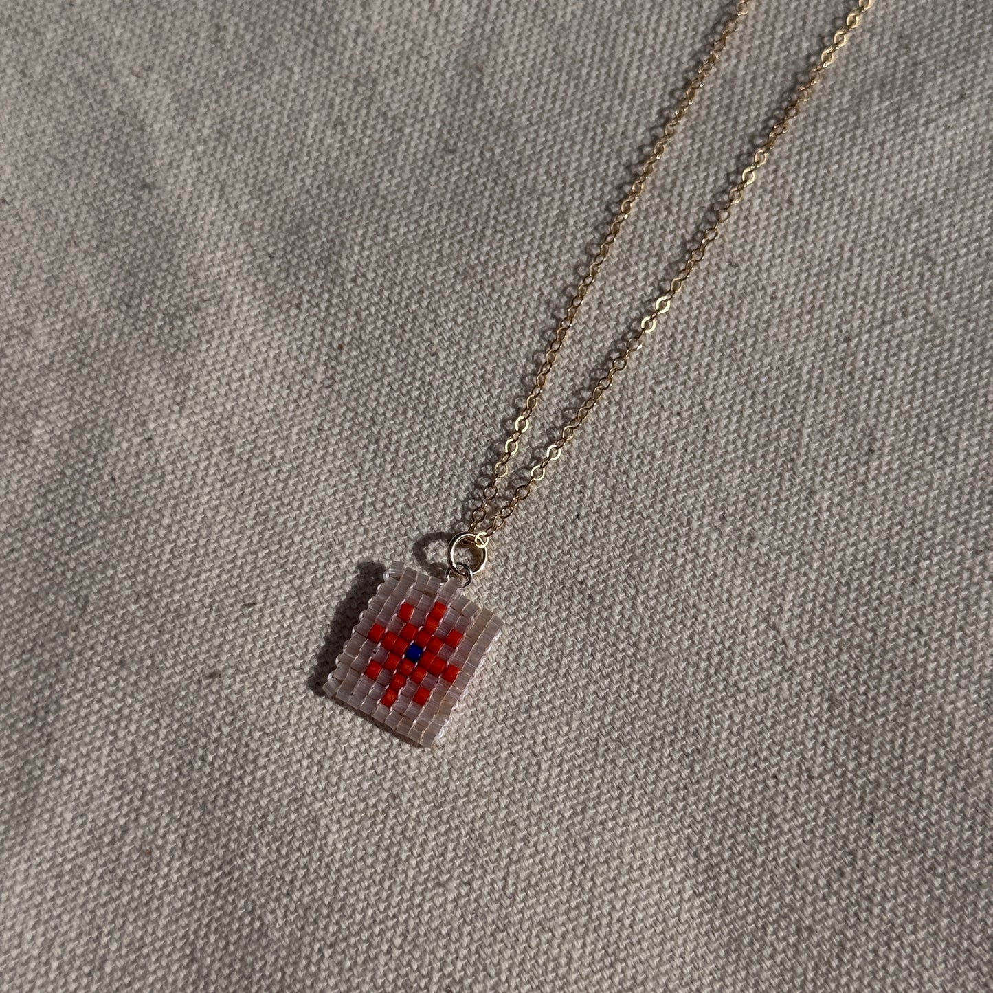 Beaded Pendant Necklace - Golden Hour