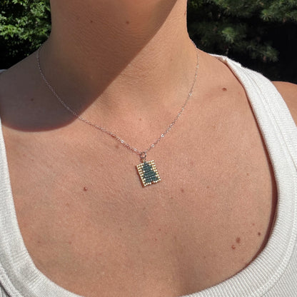 Beaded Pendant Necklace - Ever Green