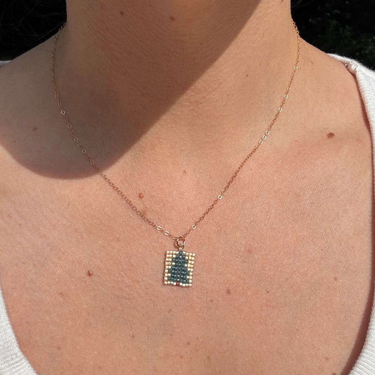Beaded Pendant Necklace - Ever Green