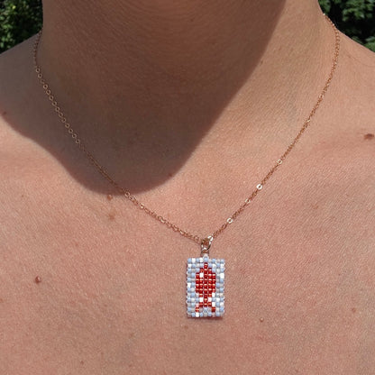 Beaded Pendant Necklace - Fishy Fishy