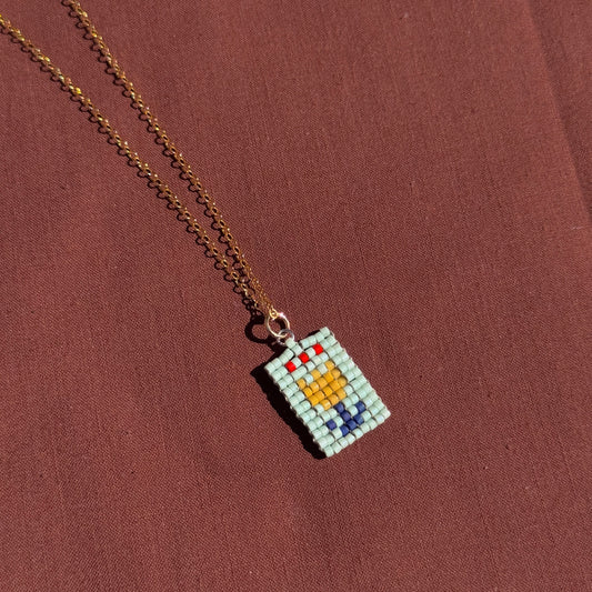 Beaded Pendant Necklace - Sunny Side Up