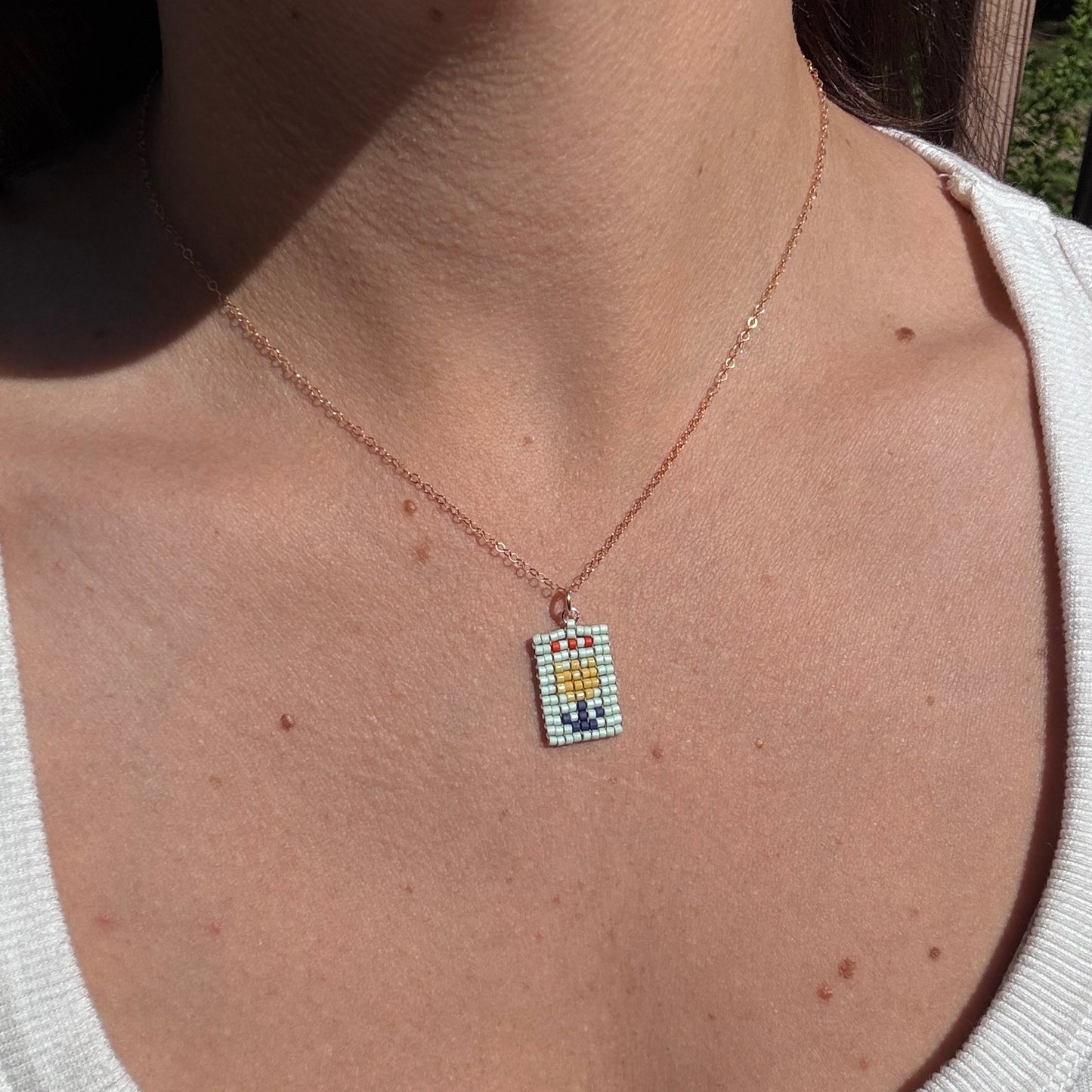 Beaded Pendant Necklace - Sunny Side Up