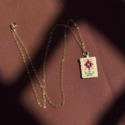 Beaded Pendant Necklace - Garden Party