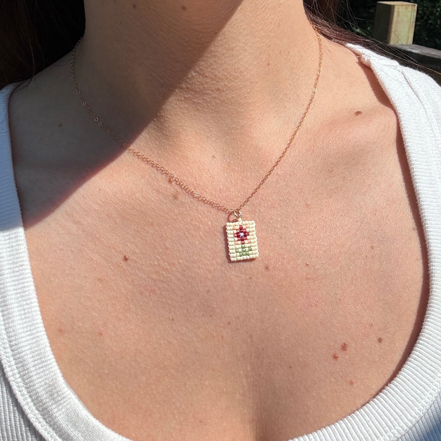 Beaded Pendant Necklace - Garden Party