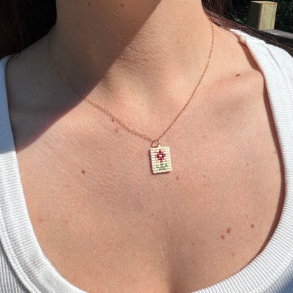 Beaded Pendant Necklace - Garden Party
