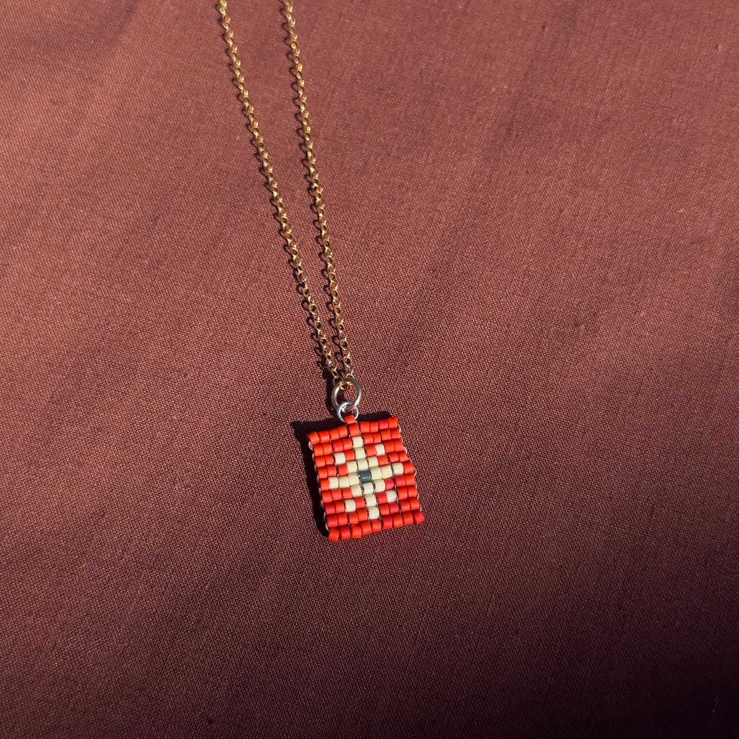 Beaded Pendant Necklace - Golden Hour