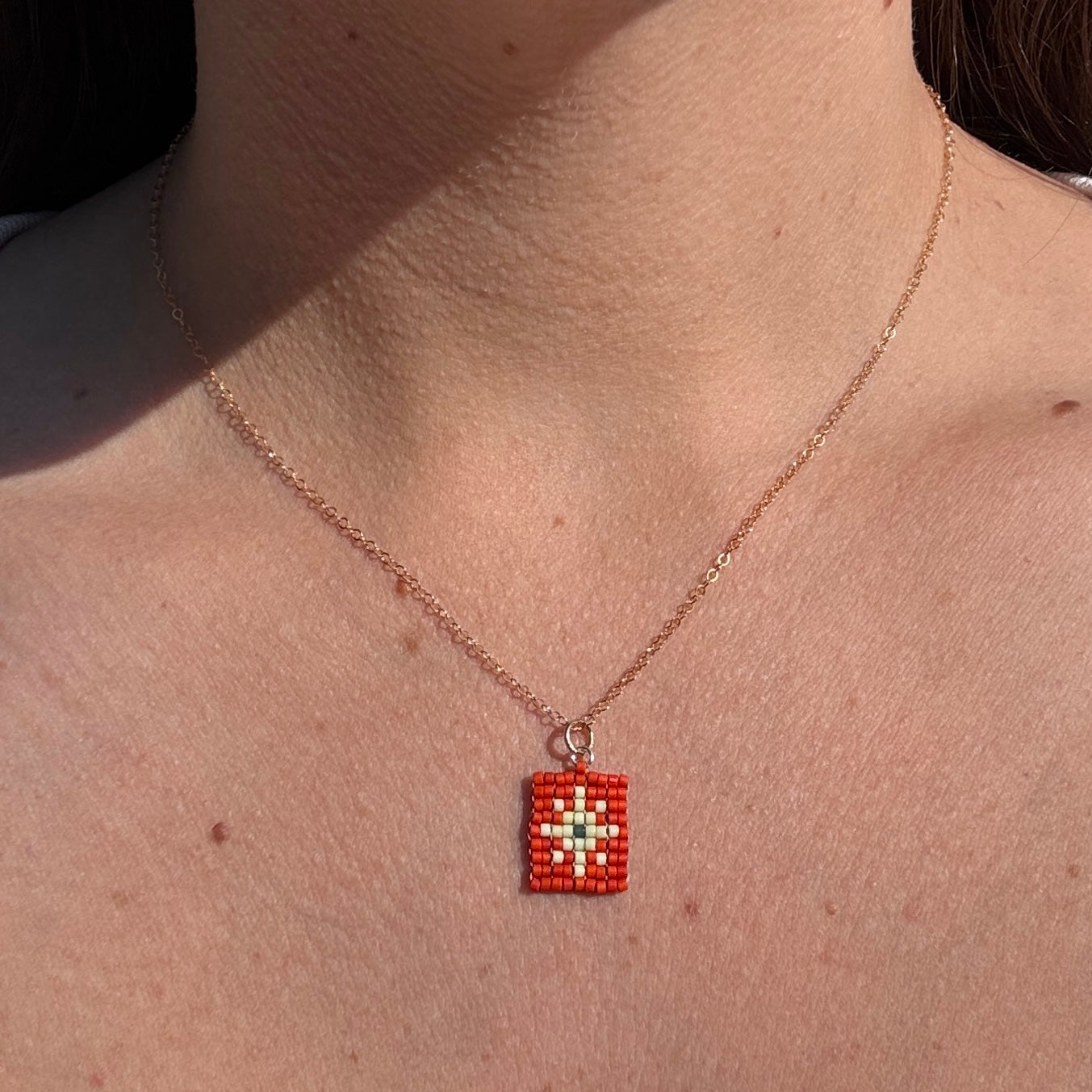 Beaded Pendant Necklace - Golden Hour
