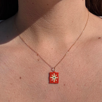 Beaded Pendant Necklace - Golden Hour