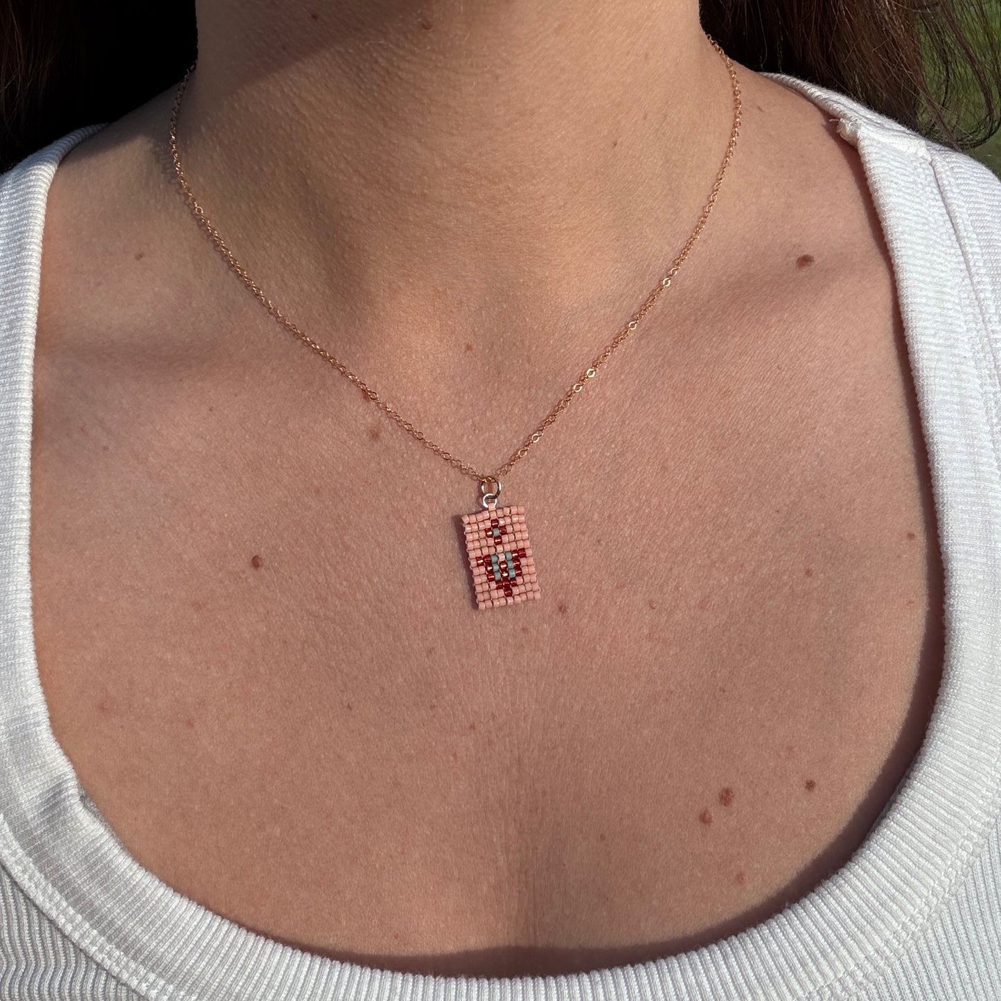 Beaded Pendant Necklace - Flower Song