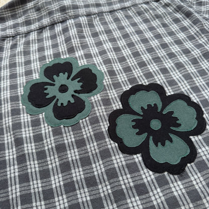 Scrap Button Down - Plum Flowers