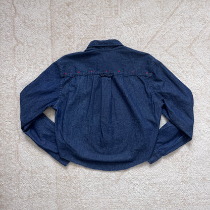 Scrap Button Down - Dark Denim w/ Pale Panel & Ochre Floral