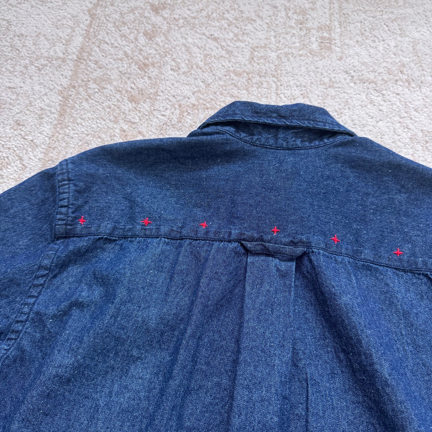 Scrap Button Down - Dark Denim w/ Pale Panel & Ochre Floral