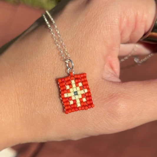 Beaded Pendant Necklace - Golden Hour