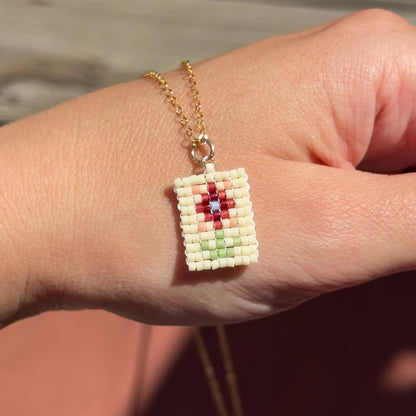 Beaded Pendant Necklace - Garden Party