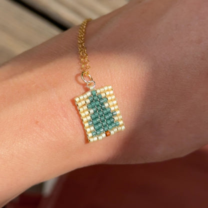 Beaded Pendant Necklace - Ever Green